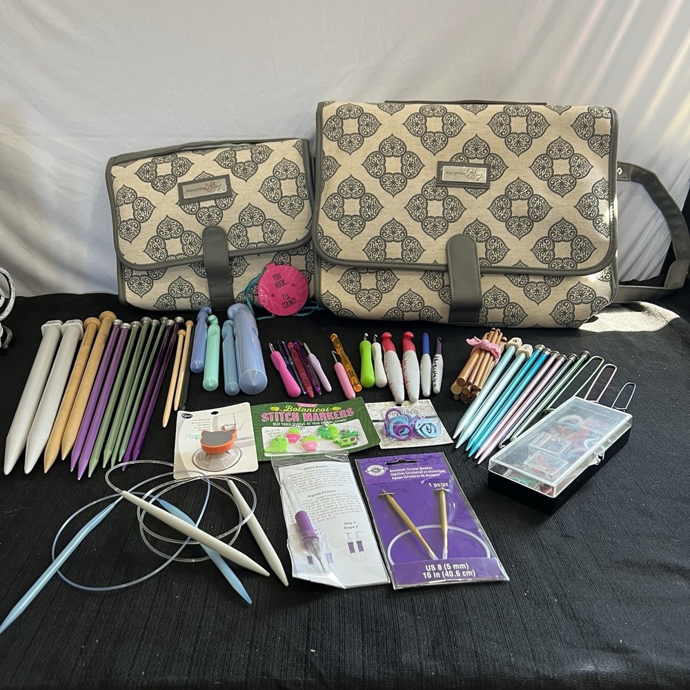 Everything Mary Crochet Knitting Organizer Bag Set Needles Hooks Stitch Markers